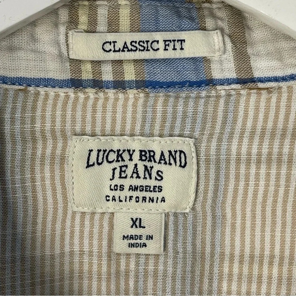 Lucky Brand Pearl Snap Shirt Mens XL Blue Plaid Long Sleeve Western Classic Fit - Picture 5 of 9